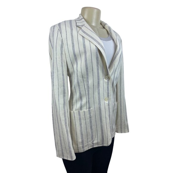 Chaps Women’s White Striped Notched Lapel Blazer Sz 12 - NWT - Picture 2 of 8
